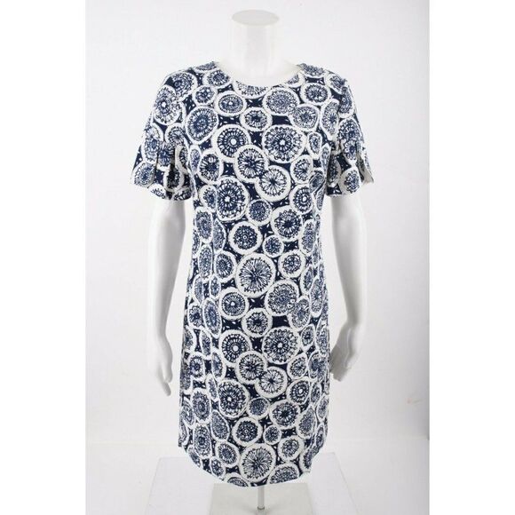 Trina Turk Womens Jacinta Sheath Dress Sz 4 White Navy Blue Short Sleeve NWT - Picture 1 of 7